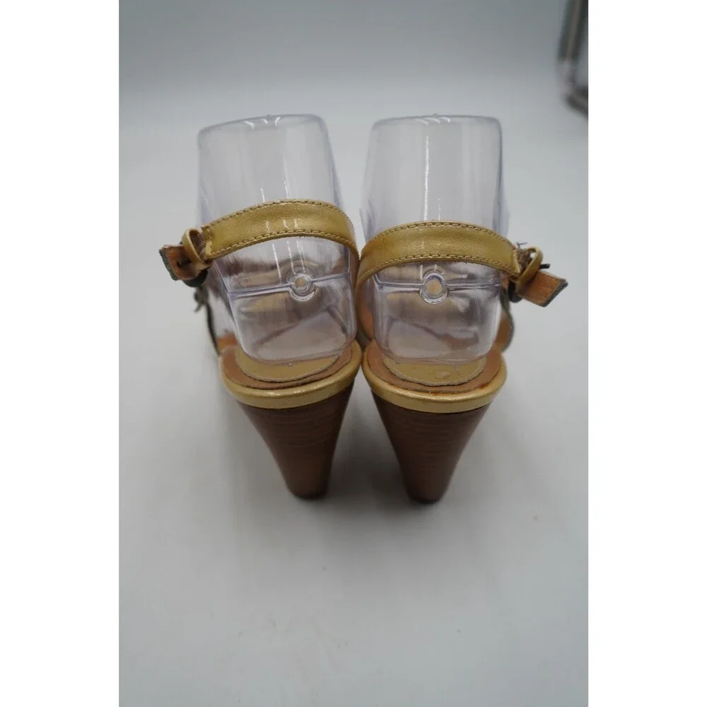 AQUATALIA by Marvin K Yellow Leather Strappy Sandals Wooden Block Heel Size 7